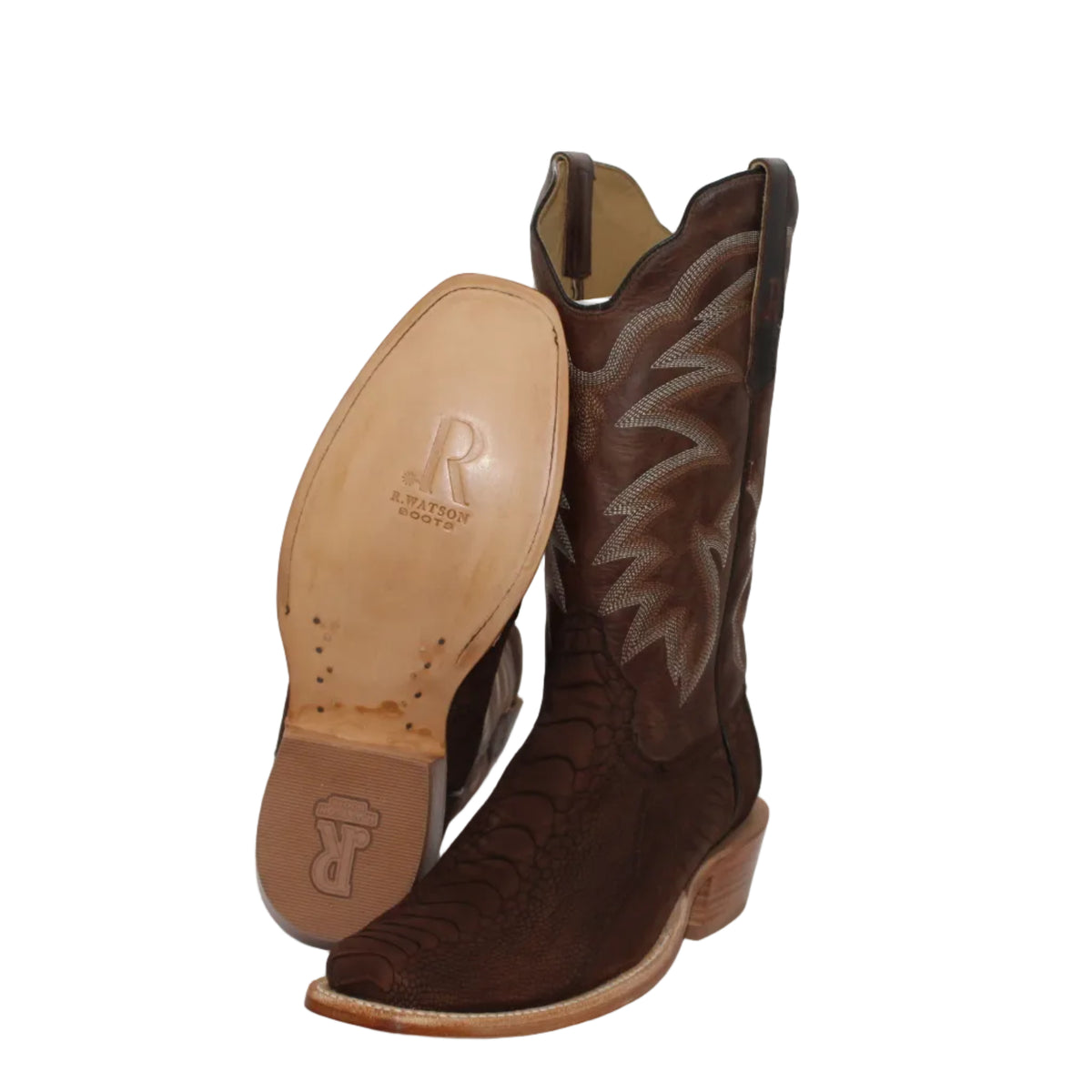R. Watson Chocolate Sueded Ostrich Leg Men's Boot