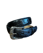 Load image into Gallery viewer, R. Watson Men&#39;s Black Glazed Caiman Belt
