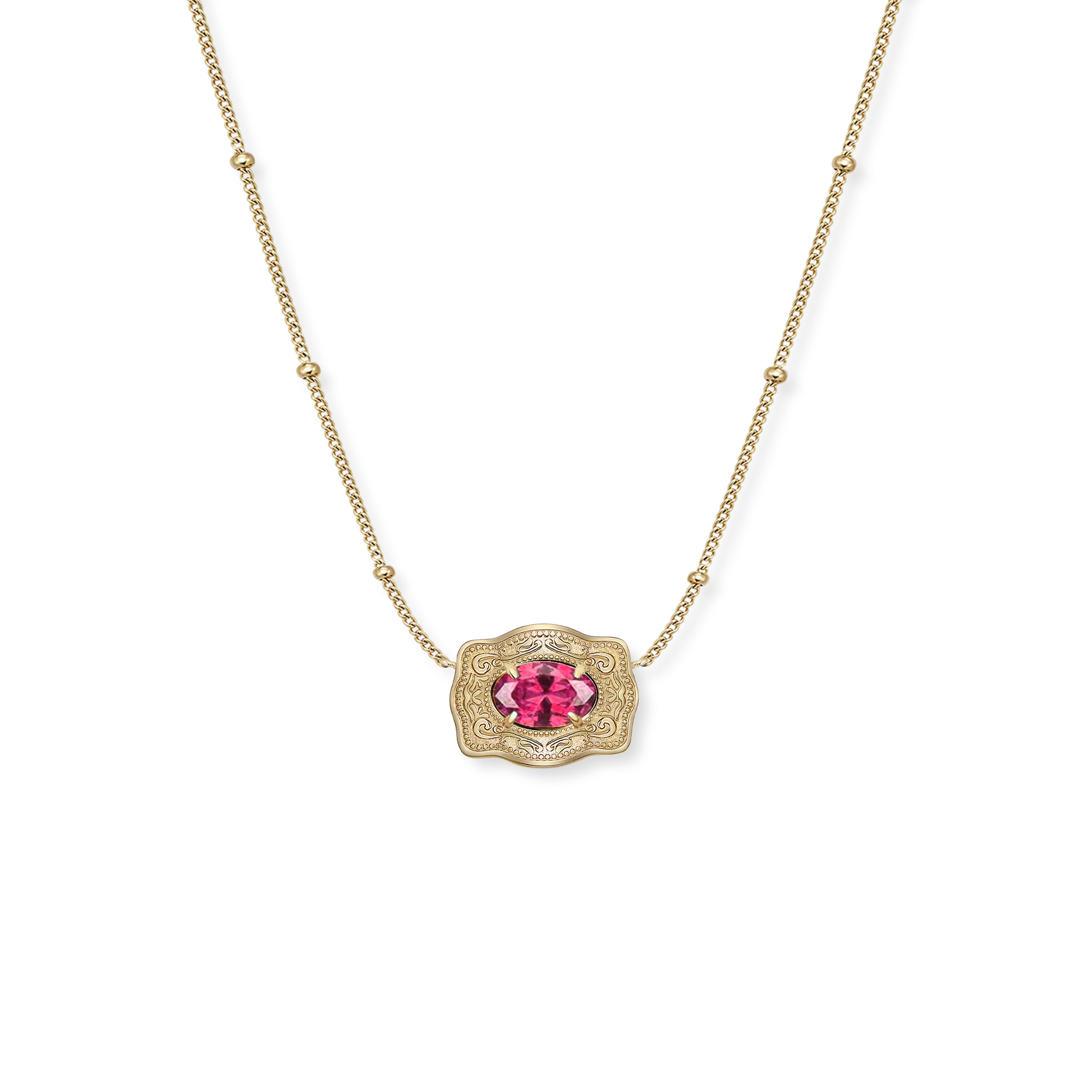 Spurwest Ultra Mini Belt Buckle July Birthstone Necklace