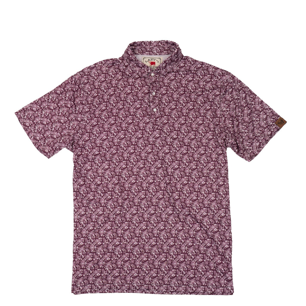 Lazy J Men's Floral Print Performance Polo Shirt