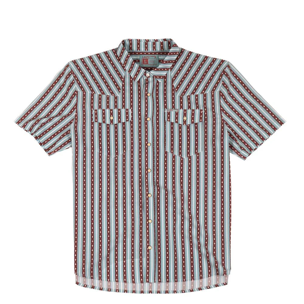 Lazy J Men's Teal Mesa Pearl Snap Short Sleeve Shirt