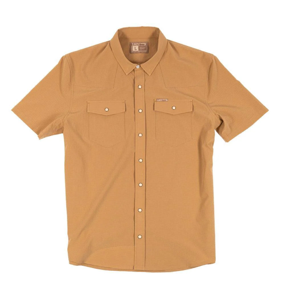 Lazy J Men's Tan Pearl Snap Short Sleeve Shirt