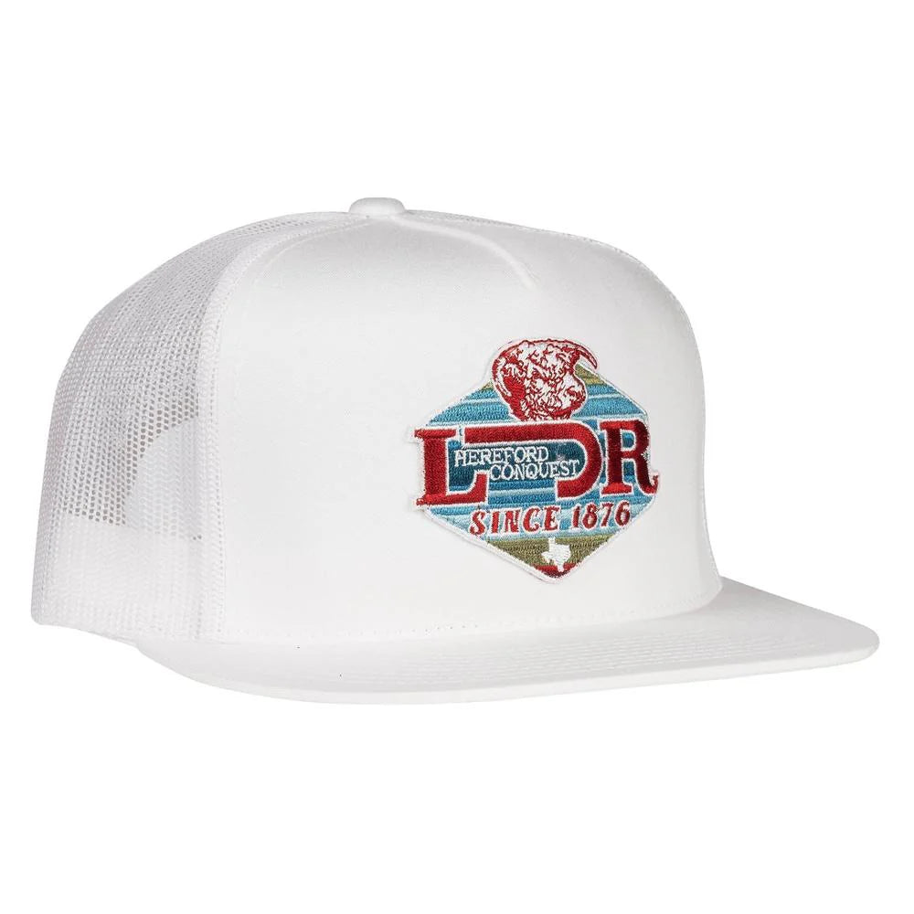 Lazy J Ranch Wear White & White Conquest Patch Cap