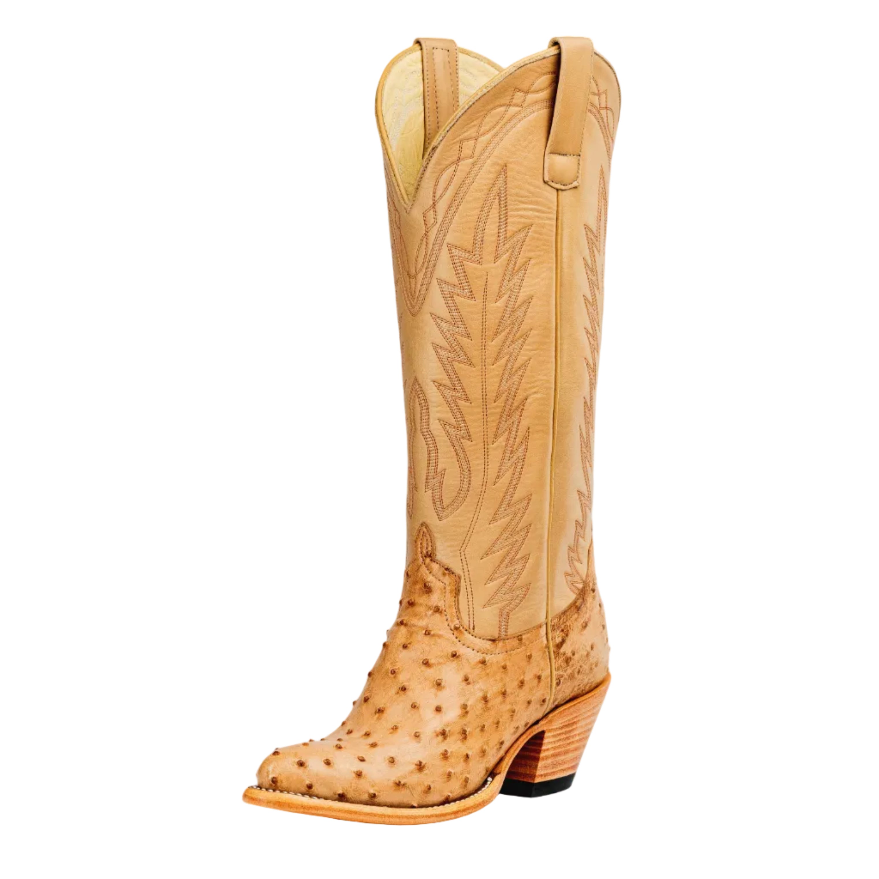 Macie Bean Top Hand Tan Bruciato Full Quill Ostrich Ladies' Boot