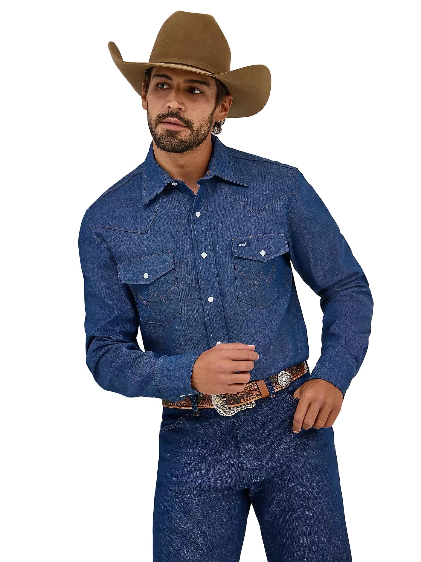 Wrangler Denim Western Snap Men's Work Shirt
