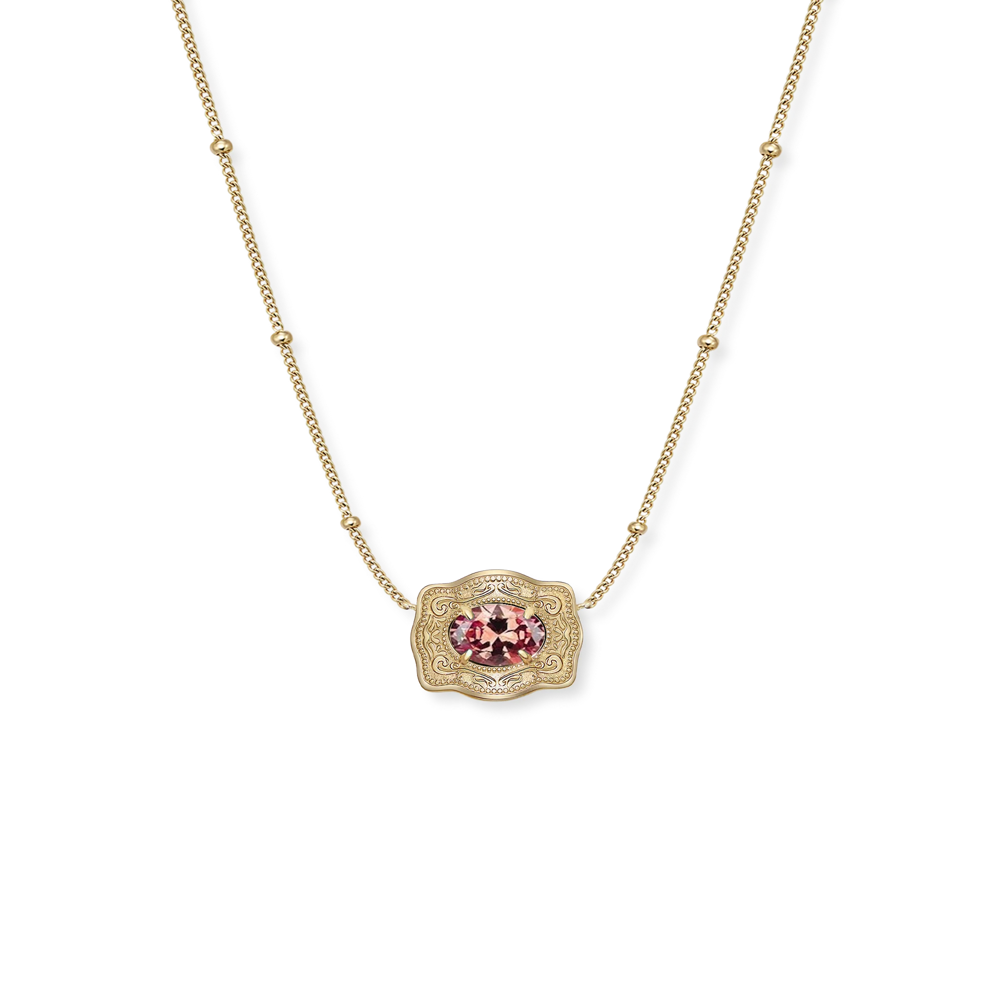 Spurwest Ultra Mini Belt Buckle October Birthstone Necklace