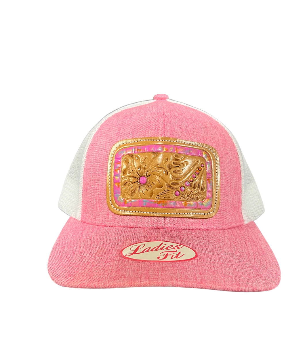 McIntire Saddlery Pink Tooled Patch Cap