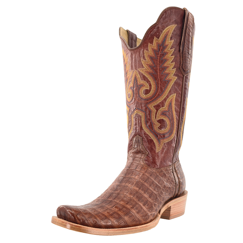 R. Watson Dark Cognac Caiman Belly Men's Boot