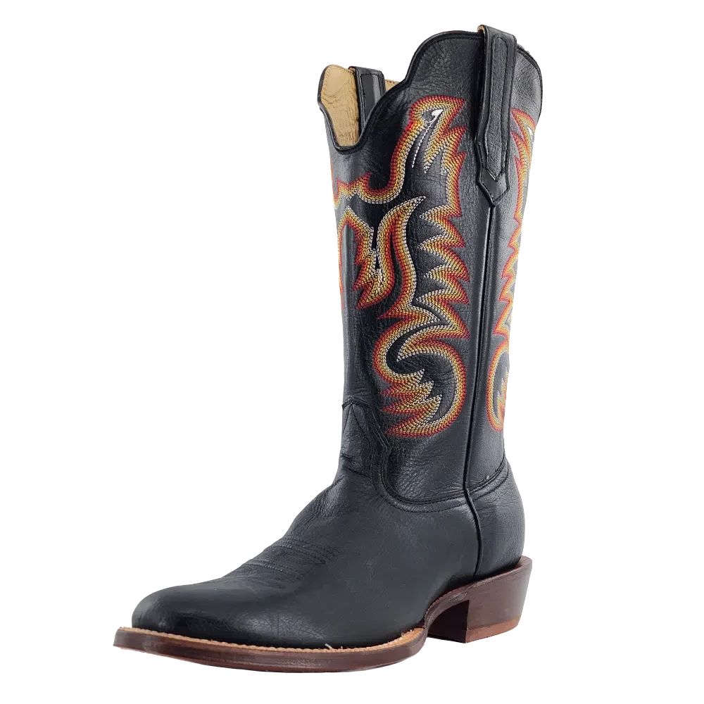 R. Watson Black Smooth Ostrich Boot