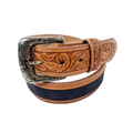 R. Watson Men's Black Suede Inlay Belt