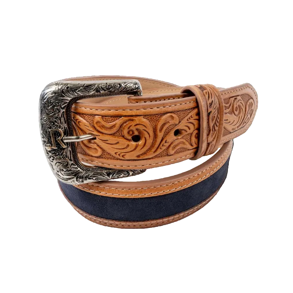 R. Watson Men's Black Suede Inlay Belt