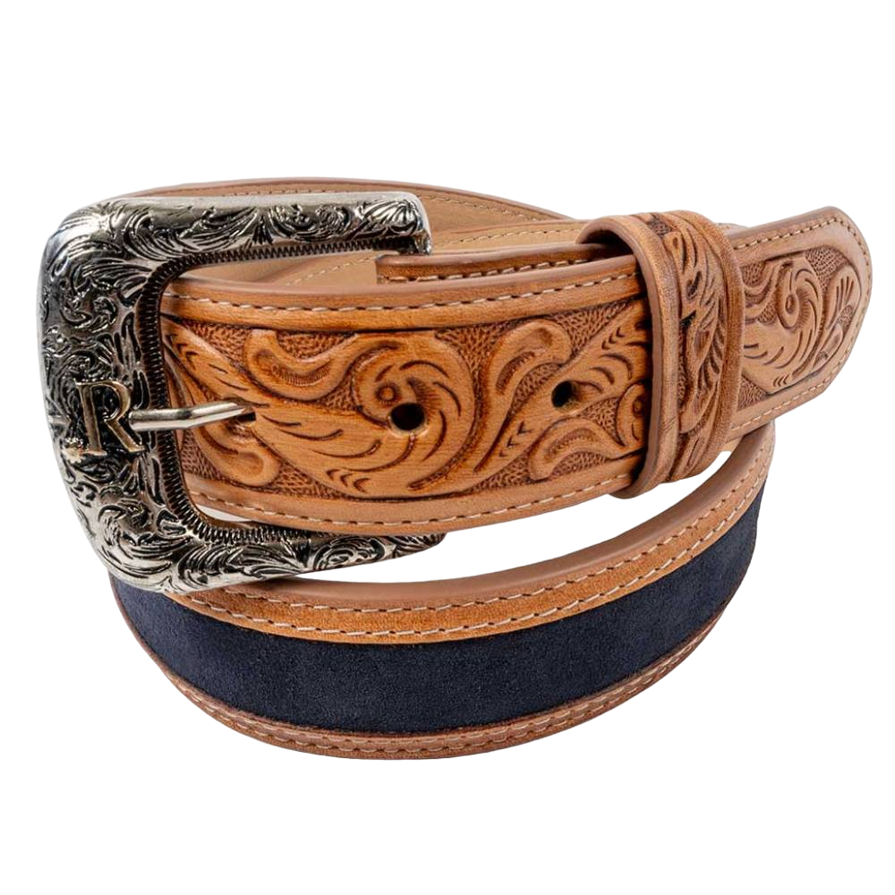 R. Watson Men's Black Suede Inlay Belt