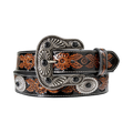 Ariat Floral Embossed Concho Black Ladies' Belt