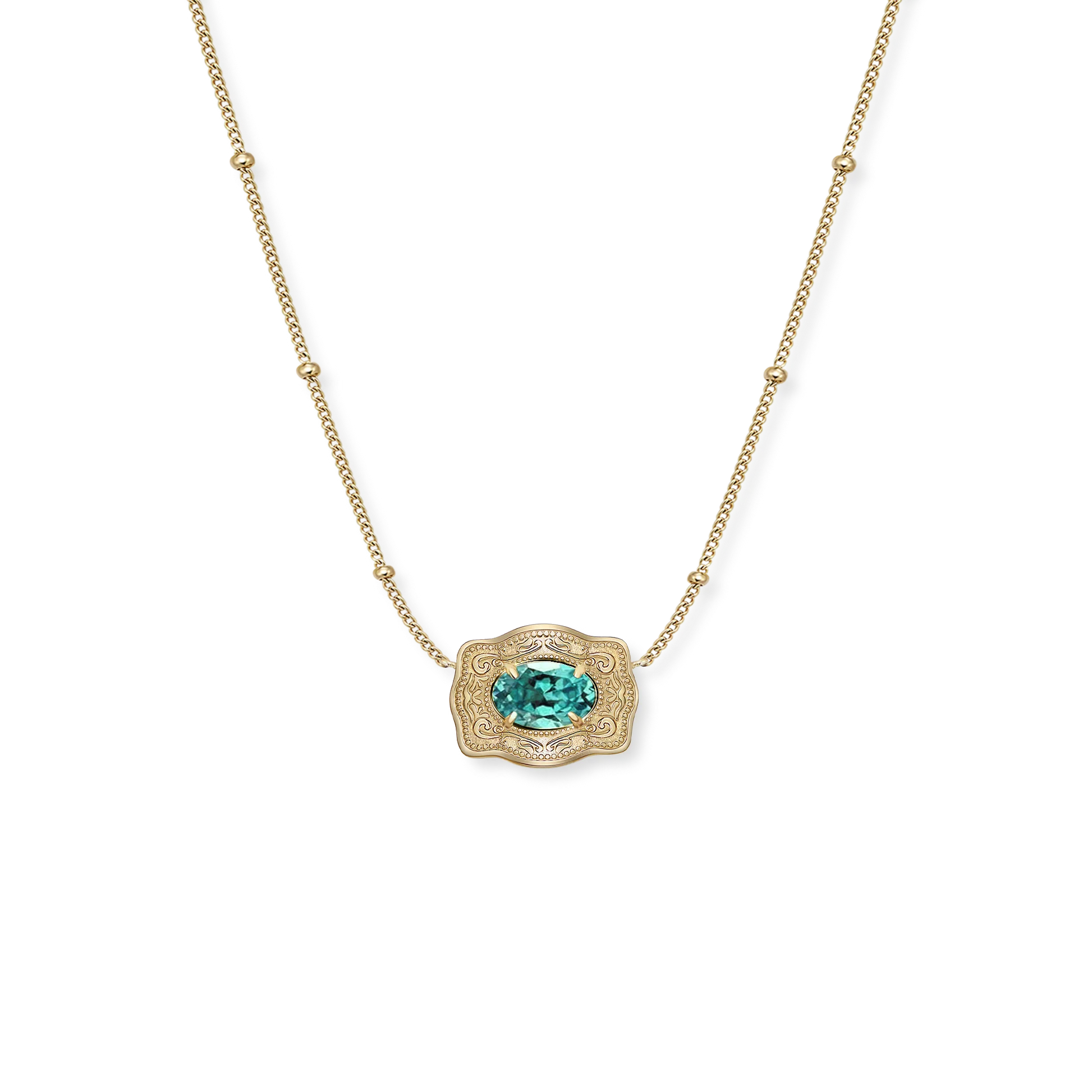 Spurwest Ultra Mini Belt Buckle December Birthstone Necklace