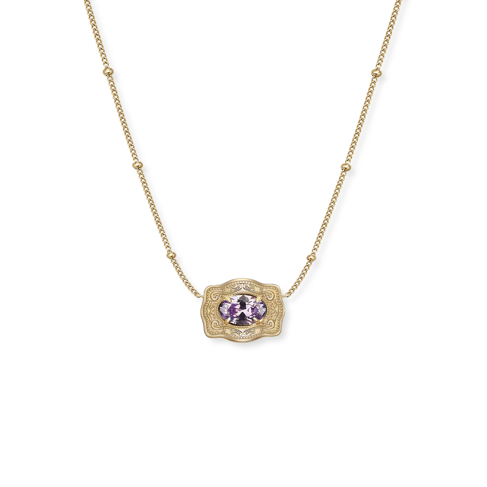 SpurWest Gold Ultra Mini Belt Buckle Birthstone Necklace