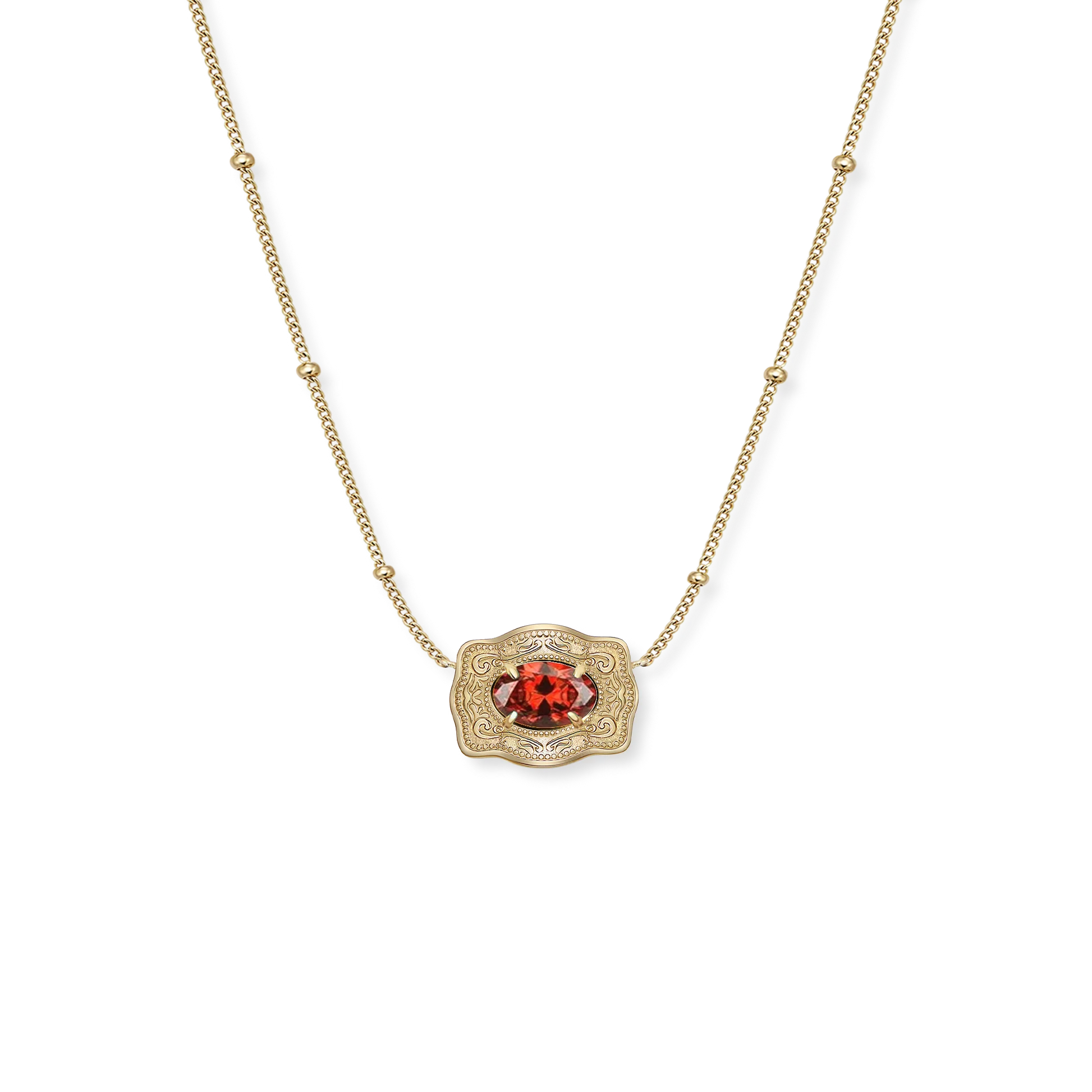 Spurwest Ultra Mini Belt Buckle January Birthstone Necklace