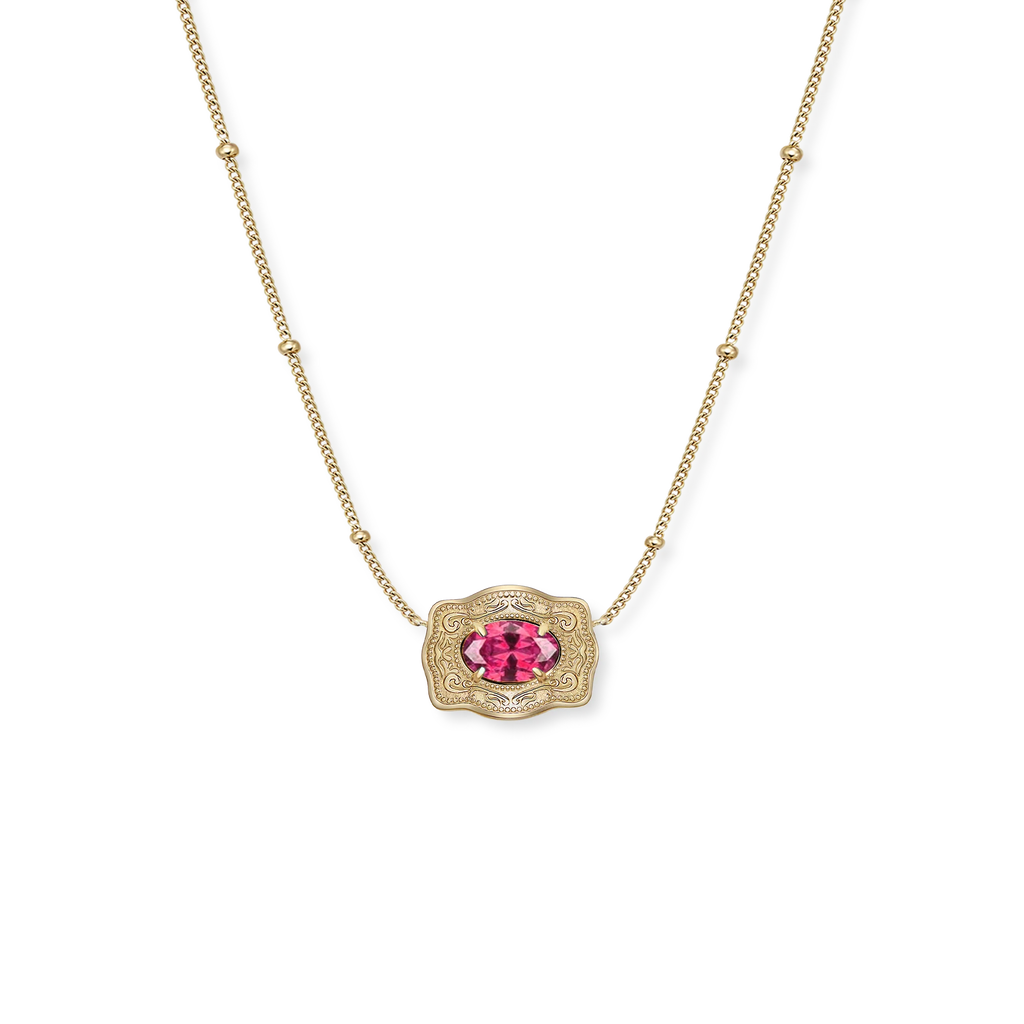 SpurWest Gold Ultra Mini Belt Buckle Birthstone Necklace