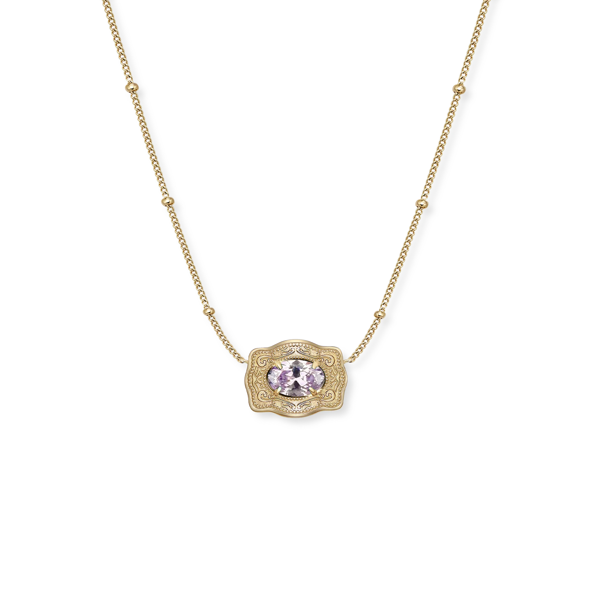 SpurWest Gold Ultra Mini Belt Buckle Birthstone Necklace