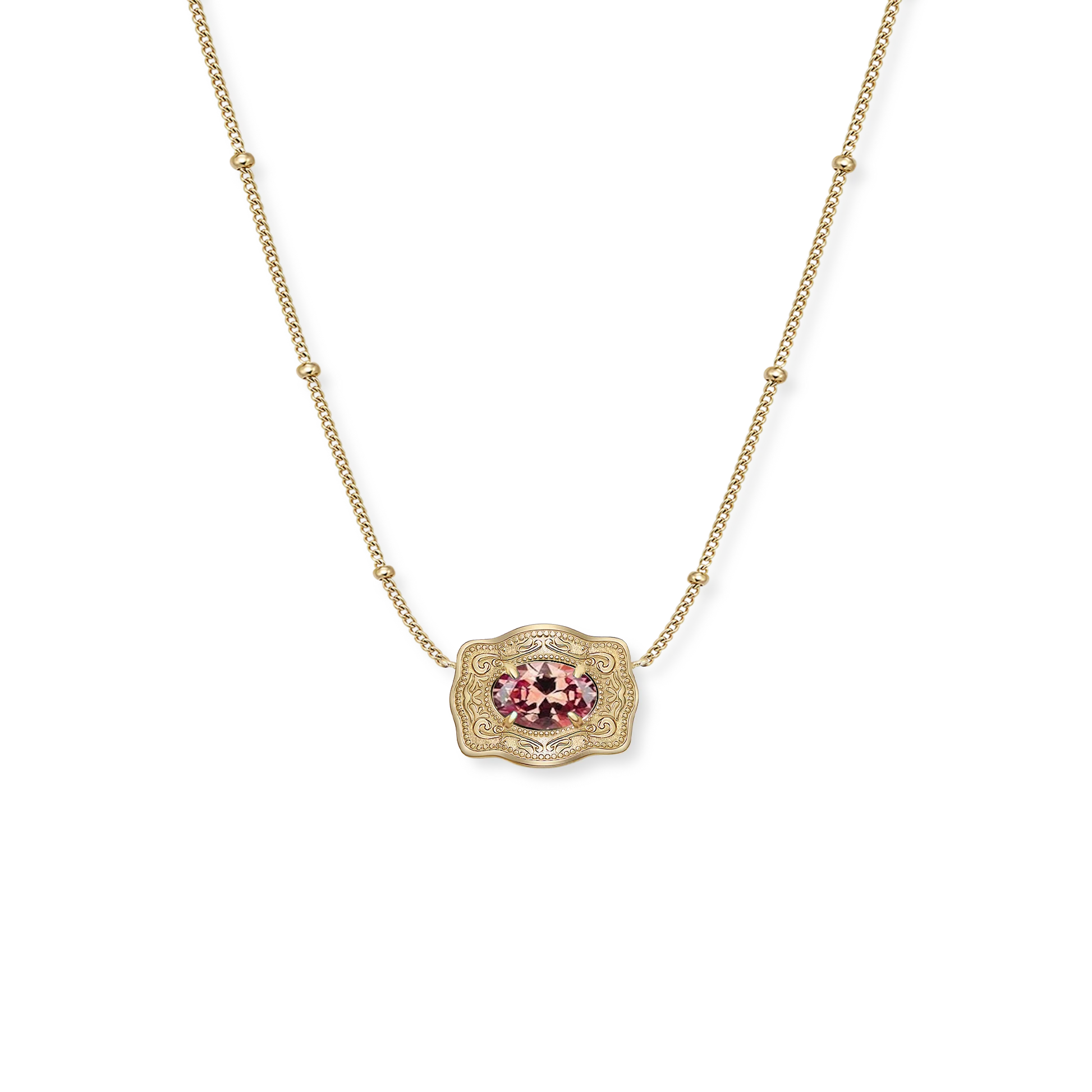 SpurWest Gold Ultra Mini Belt Buckle Birthstone Necklace