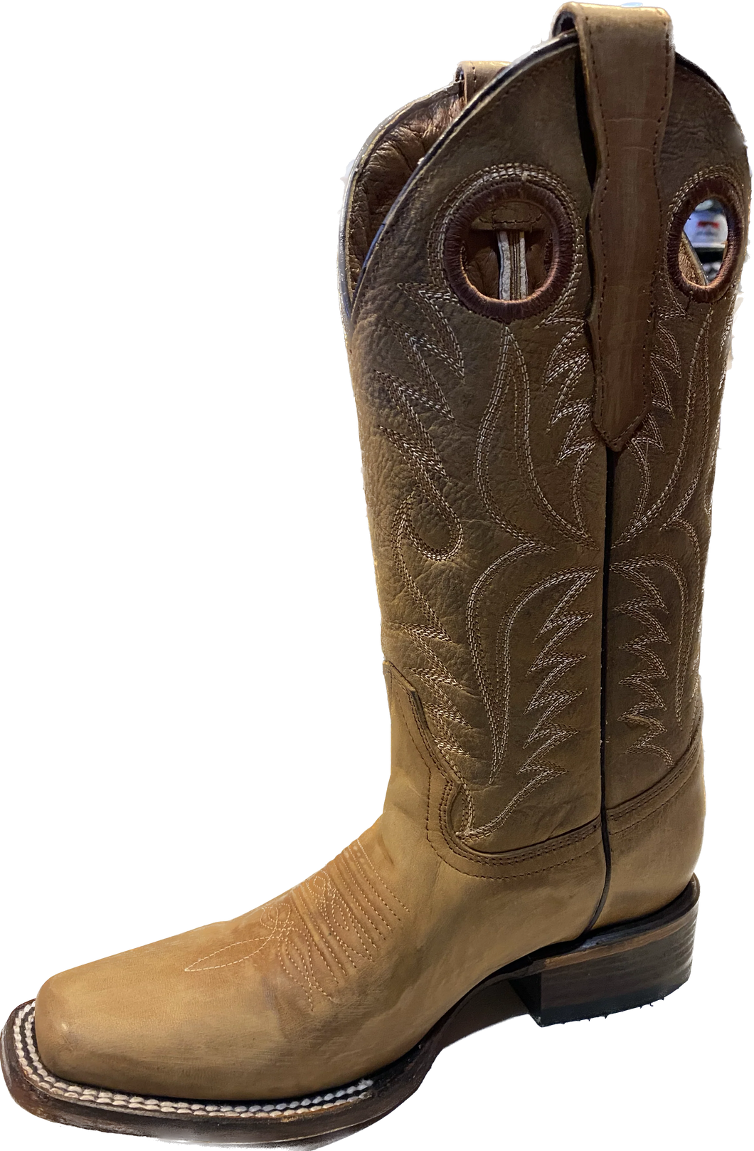 Circle G Tan/Chocolate Embroidery Cutout Ladies' Boot