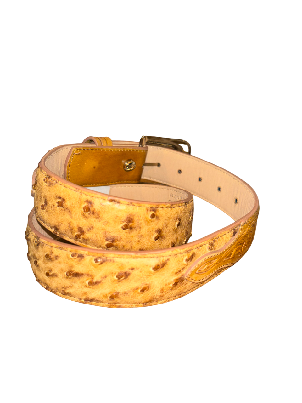 R. Watson Men's Antique Saddle Full Quill Ostrich Belt