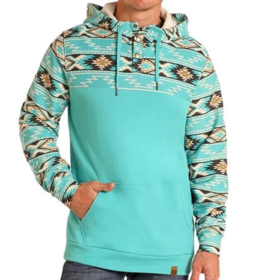 Rock & Roll Teal Aztec Hoodie