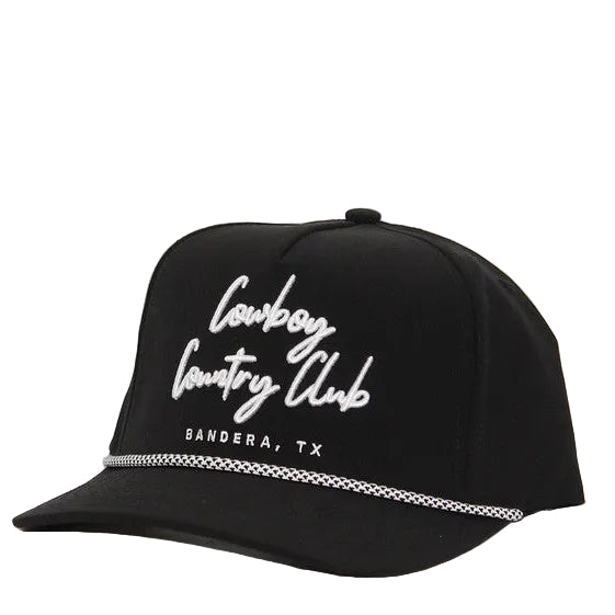 Cowboy Country Club Black Cursive Rope Cap