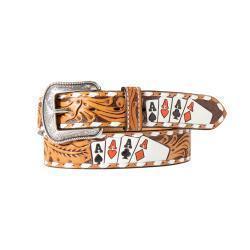 3D Hand Painted Ace Cards Natural Men's Belt