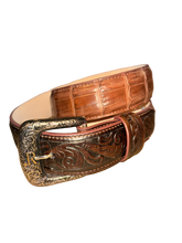 Load image into Gallery viewer, R. Watson Men&#39;s Tobacco Glazed Caiman Belt
