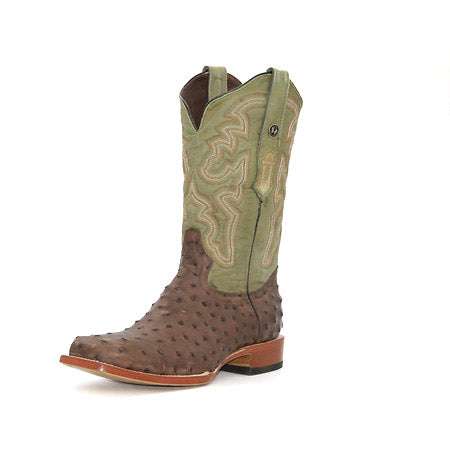 Tanner Mark Full Quill Nicotine Ostrich Print Men's Boot