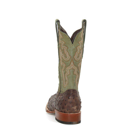Tanner Mark Full Quill Nicotine Ostrich Print Men's Boot