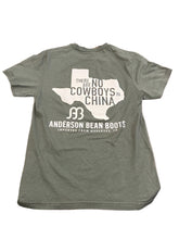 Load image into Gallery viewer, Anderson Bean No Cowboys in China T Shirt - Heather Military Green
