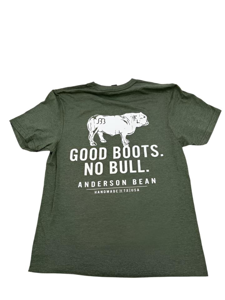 Anderson Bean Good Boots No Bull T Shirt -Heather Military Green