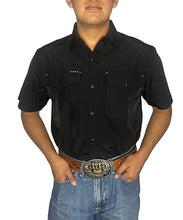 Load image into Gallery viewer, SanJac Midnight Coahuila Short Sleeve Pearl Snap Men&#39;s Shirt
