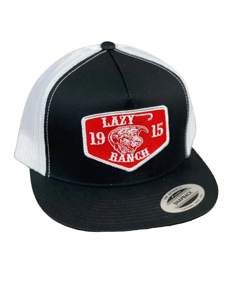 Lazy J Ranch Wear Black Red Ranch Patch Cap