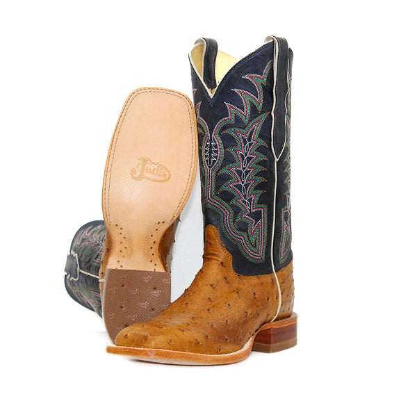 Justin Tan Full Quill Ostrich Men's Boot