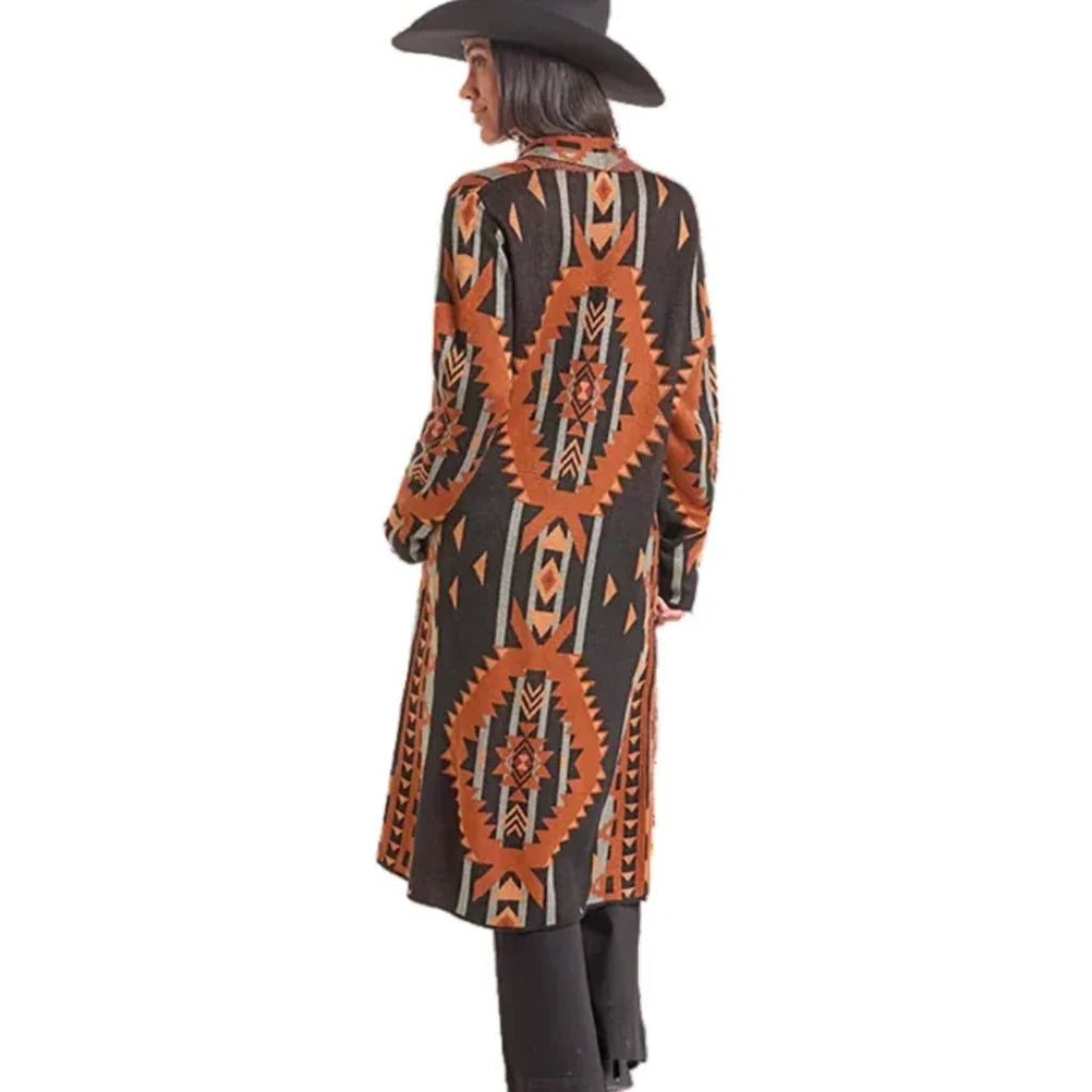 Rock & Roll Black Aztec Print Ladies' Sweater Cardigan