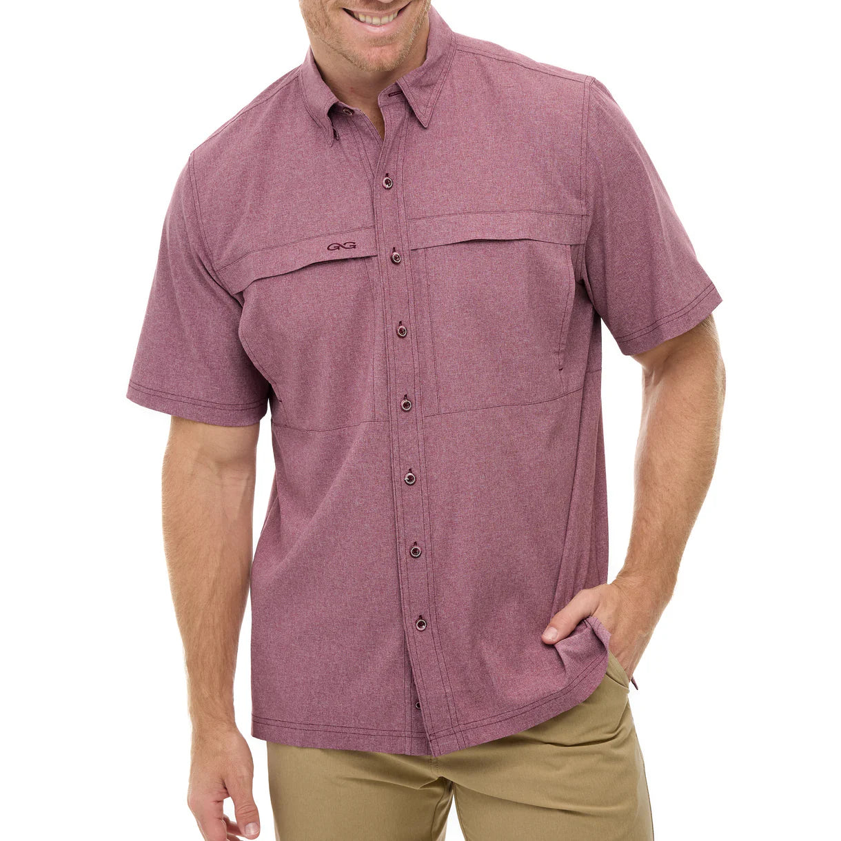 GameGuard Maroon Men's Microtek Short Sleeve Shirt