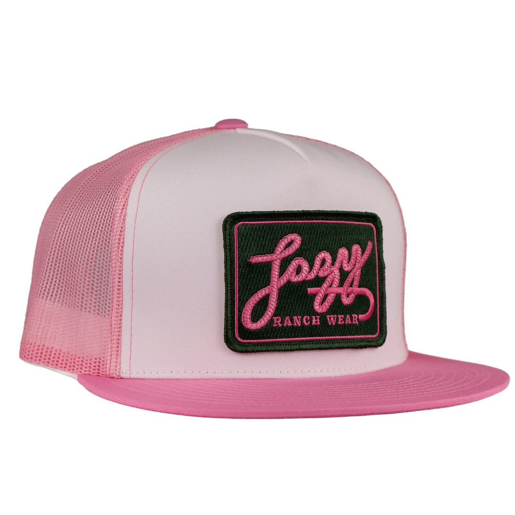 Lazy J Ranch White Pink Breakaway Patch Trucker Cap
