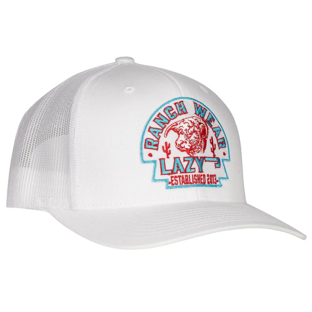 Lazy J Ranch Wear White Red Turquoise Arrowhead Cap