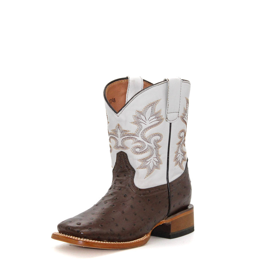 Tanner Mark Chocolate Ostrich Print Children's Boot
