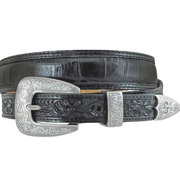 Stetson Crocodile Tapered Black Men's Belt
