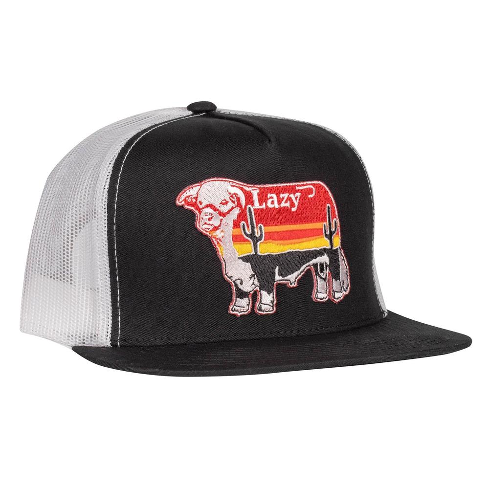 Lazy J Ranch Wear Black Sunrise Hereford Patch Cap