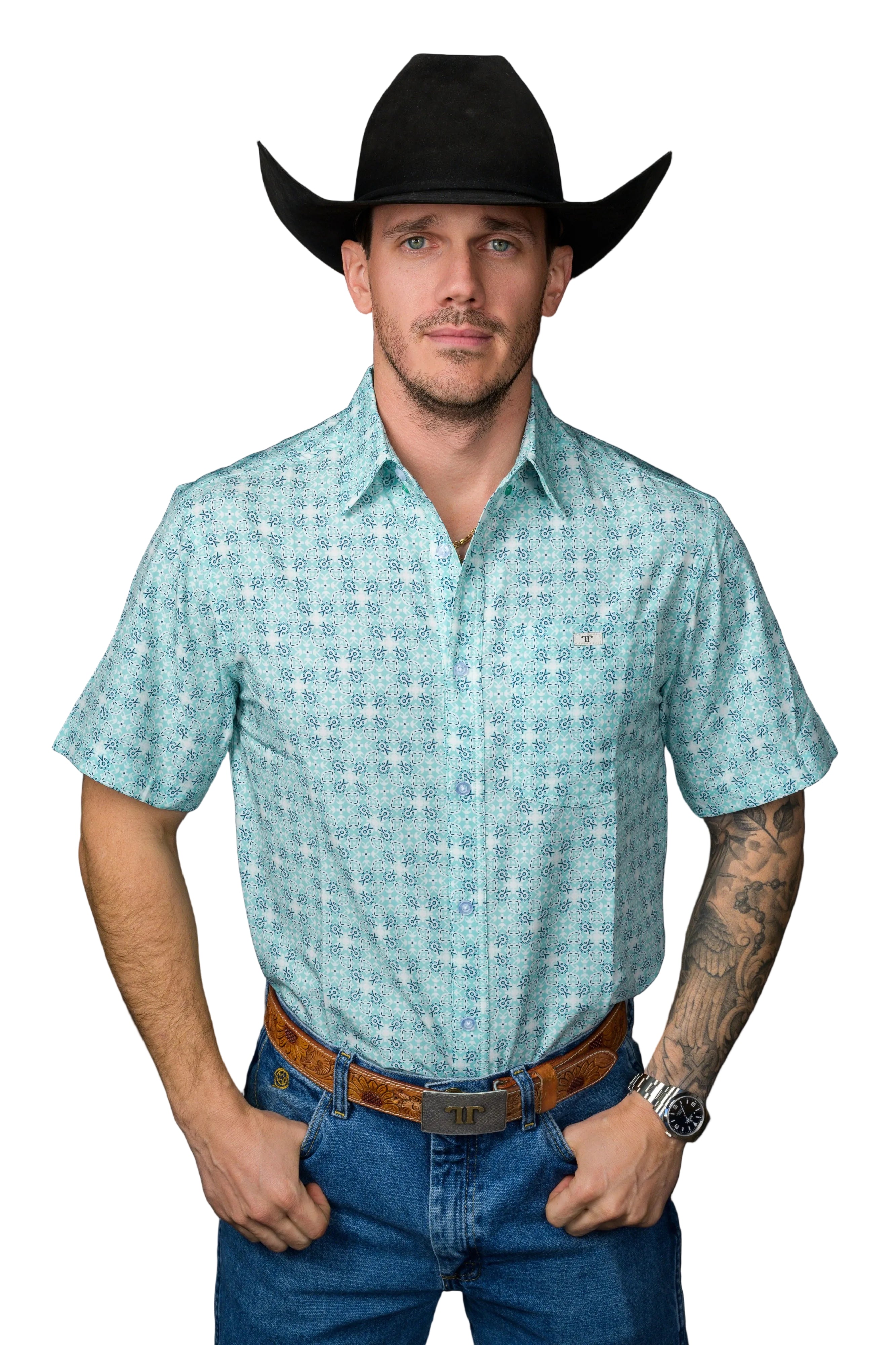Ferrell "Wesley" Short Sleeve Men's Pearl Snap Shirt