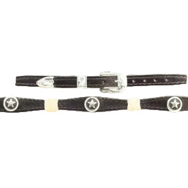 Belted Black Leather & Rawhide Hatband