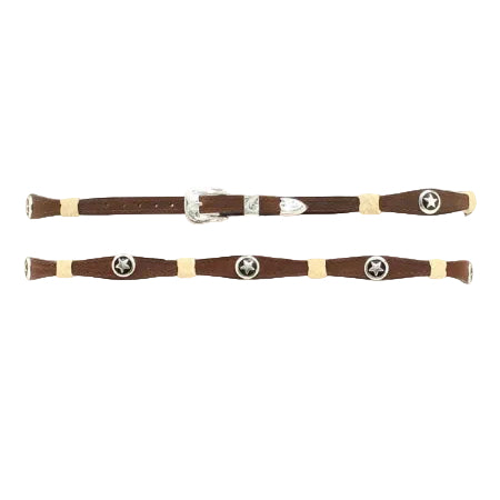 Belted Brown Leather & Rawhide Hatband