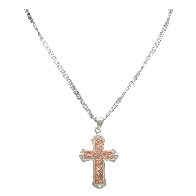 M&F Silver and Copper Cross Necklace