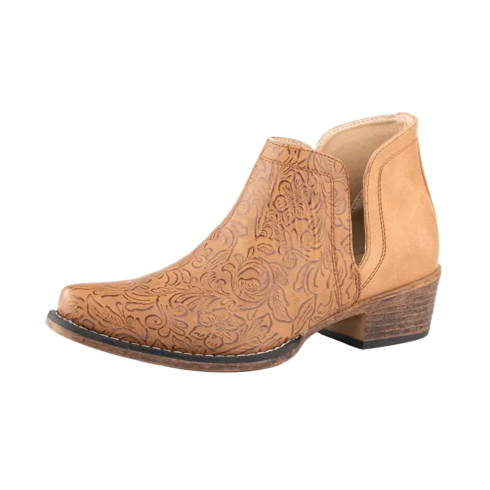 Roper Ladies' Tan Tooled Shortie Boot