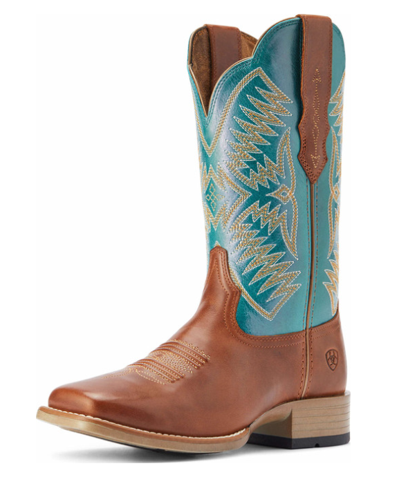 Ariat Ladies Almond Square Toe Turquoise Top Boot