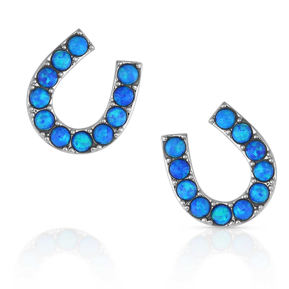 Montana Silversmiths Waters Luck Horseshoe Opal Earrings
